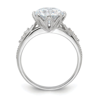 Sterling Silver Rhodium-plated 9mm CZ Ring