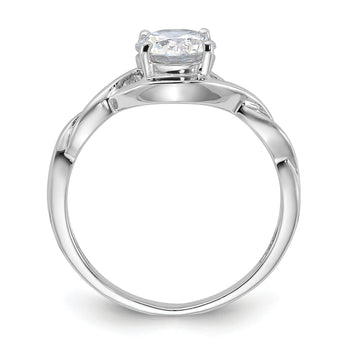 Sterling Silver Rhodium-plated 6.5mm CZ Twisted Ring