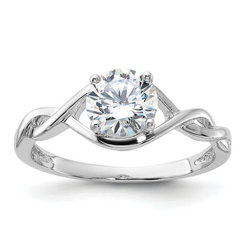 Sterling Silver Rhodium-plated 6.5mm CZ Twisted Ring