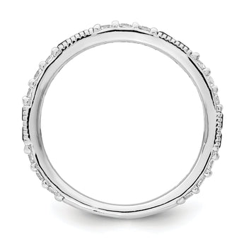 Sterling Silver Rhodium-plated Synthetic Blue Spinel & CZ Ring