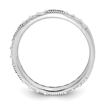 Sterling Silver Rhodium-plated Synthetic Green Spinel & CZ Band