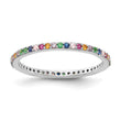 Prizma Sterling Silver Rhodium-plated Colorful CZ Thin Band Ring