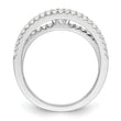 Sterling Silver Rhodium-plated CZ 3 Row Ring