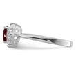 Sterling Silver Rhodium-plated Garnet & CZ Heart Ring