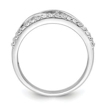 Sterling Silver Rhodium-plated CZ Twist Ring