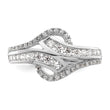 Sterling Silver Rhodium-plated Twist CZ Ring