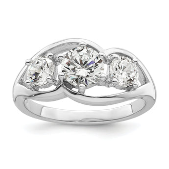 Sterling Silver Rhodium-plated Three Stone Twist CZ Ring