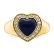 Sterling Silver Gold-tone CZ & Created Lapis Lazuli Heart Ring