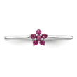 Sterling Silver Rhodium-plated Polished Red CZ Flower Ring