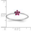 Sterling Silver Rhodium-plated Polished Red CZ Flower Ring