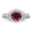 Sterling Silver Rhodium plated Smoky Pink & White CZ Ring
