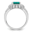 Sterling Silver Rhodium-plated Clear and Teal CZ Vintage Style Ring
