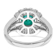 Sterling Silver Rhodium-plated Clear and Teal CZ Vintage Style Ring