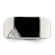 Sterling Silver Black Enameled and CZ Mens Ring
