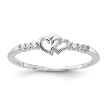Sterling Silver E-coated CZ Heart Ring