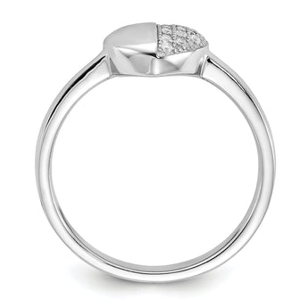 Sterling Silver Rhodium-plated CZ  Polished Heart Ring