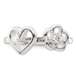 Sterling Silver Polished CZ Flower and Heart Open Ring