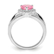 Sterling Silver Rhodium-plated Clear and Pink CZ Heart Ring
