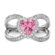 Sterling Silver Rhodium-plated Clear and Pink CZ Heart Ring