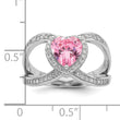 Sterling Silver Rhodium-plated Clear and Pink CZ Heart Ring