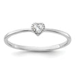 Sterling Silver Rhodium-plated CZ Heart Ring