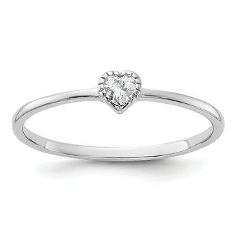 Sterling Silver Rhodium-plated CZ Heart Ring