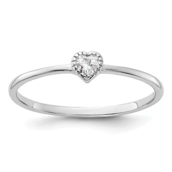 Sterling Silver Rhodium-plated CZ Heart Ring