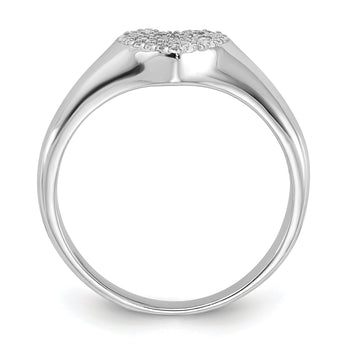 Sterling Silver Rhodium-plated Micro Pave CZ Heart Ring