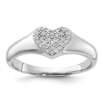 Sterling Silver Rhodium-plated Micro Pave CZ Heart Ring