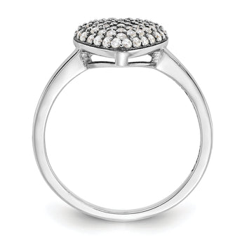 Sterling Silver Rhodium-plated Pave CZ Heart Ring