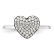 Sterling Silver Rhodium-plated Pave CZ Heart Ring