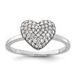 Sterling Silver Rhodium-plated Pave CZ Heart Ring