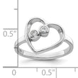 Sterling Silver Rhodium-plated CZ Open Heart Ring
