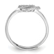 Sterling Silver Rhodium-plated CZ Heart with Arrow Adjustable Ring