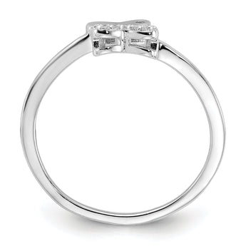 Sterling Silver Rhodium-plated CZ Double Heart Ring