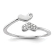 Sterling Silver Rhodium-plated CZ Double Heart Ring