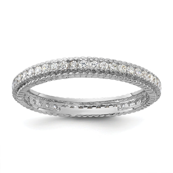 Sterling Silver Rhodium-plated CZ 3mm Eternity Band