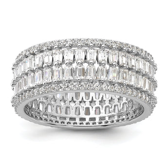 Sterling Silver Rhodium-plated CZ Eternity Band
