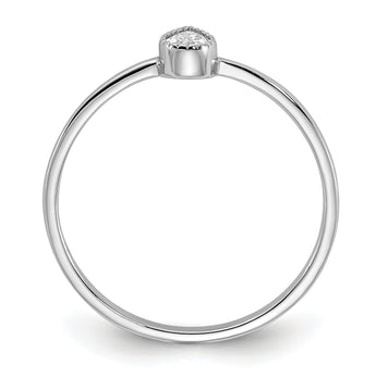 Sterling Silver Rhodium-plated Pear Shaped CZ Ring