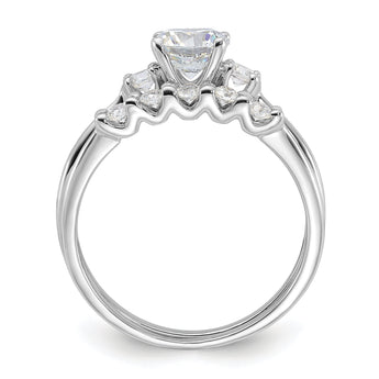 Sterling Silver Rhodium-plated Polished CZ Engagement Ring and Band Set