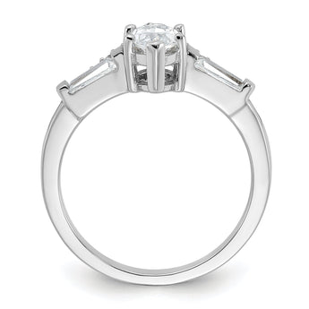 Sterling Silver Rhodium-plated Fancy Marquise CZ Ring