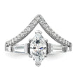 Sterling Silver Rhodium-plated Fancy Marquise CZ Ring