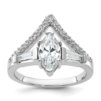 Sterling Silver Rhodium-plated Fancy Marquise CZ Ring