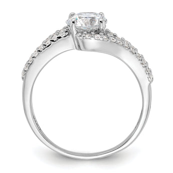 Sterling Silver Rhodium-plated CZ Double Row Ring