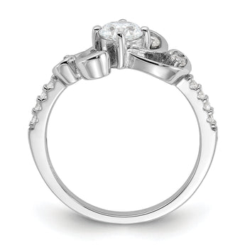 Sterling Silver Rhodium-plated  Fancy CZ Ring