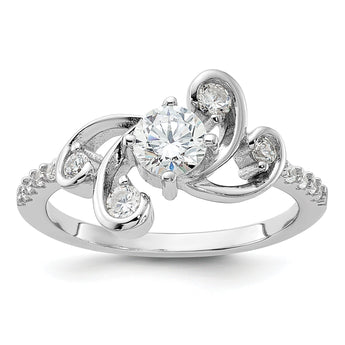 Sterling Silver Rhodium-plated  Fancy CZ Ring