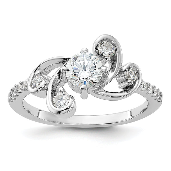 Sterling Silver Rhodium-plated  Fancy CZ Ring