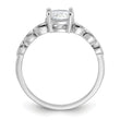 Sterling Silver Rhodium-plated Fancy CZ Engagement Ring