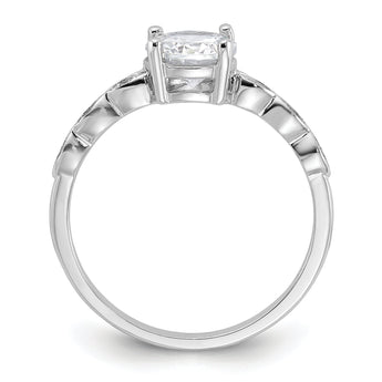 Sterling Silver Rhodium-plated Fancy CZ Engagement Ring
