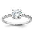 Sterling Silver Rhodium-plated Fancy CZ Engagement Ring